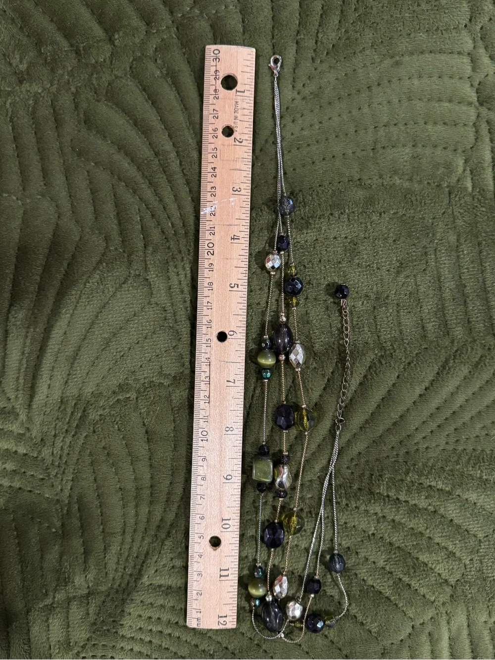 Y2K Multi-Strand Green, Blue, Red, & Silver Acrylic Beaded Necklace